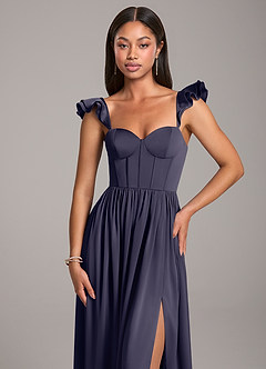 Azazie Denisse Brautjungfernkleider A-Linie Gestreift Stretch-Satin Kleid Sturm image6