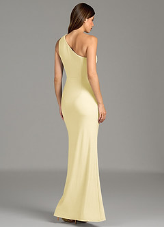 Azazie Akilah Robes de demoiselle d'honneur Robe Sirène en Jersey extensible de qualité supérieure Une épaule Sorbet Citron image2