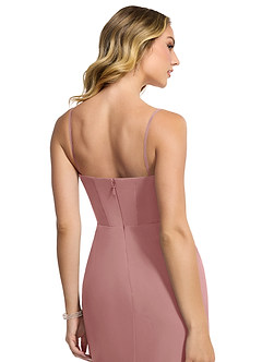 Azazie Zia Jurken voor bruidsmeisjes Converteerbaar Jurk van Chiffon met Kolom Zijsplit Stoffige Roos image7