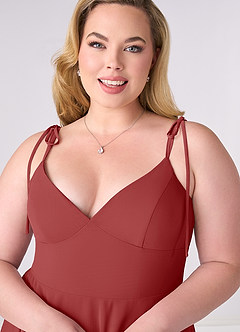 Barbie ♥ Azazie Bridesmaid Dresses Rust A-Line Bow Chiffon Dress image9