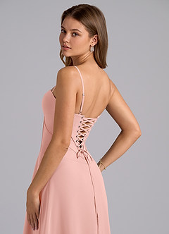 Azazie Valentine Robes de demoiselle d'honneur Robe Trapèze en Mousseline de soie Corset Rosette image6