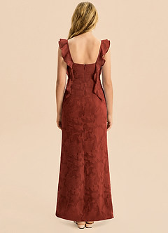 Azazie Jessamine Junior Terracotta Mermaid Sweetheart Neckline Floral Burnout Dress image2