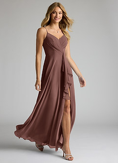 Azazie Akita Vestidos de damas de honor Vestido de Expresado de Gasa de Corte en A image2