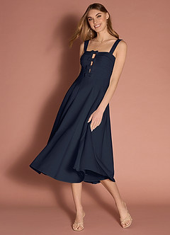 Elior Navy Bow Midi Dress image4