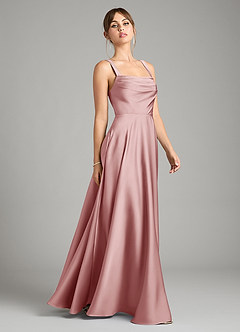 Azazie Shaude Bridesmaid Dresses Dusty Rose A-Line Pleated Stretch Satin Dress image7