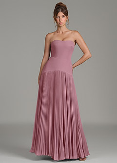 Azazie Yuliana Bridesmaid Dresses Vintage Mauve A-Line Strapless Chiffon Dress image1
