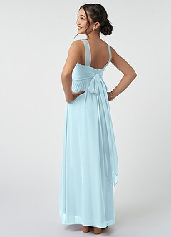 Azazie Kora Junior Cloud Blue A-Line Pleated Chiffon Dress image4