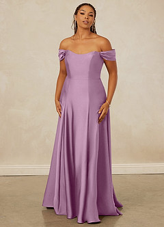 Christian Siriano Bridal for Azazie 1002 Robes de demoiselle d'honneur Robe Trapèze Convertible en Satin extensible Épaule décolletée Glycine image8