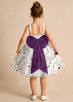 Azazie Peppa Flower Girl Dresses Ivory Grape A-Line Sweetheart Neckline Tulle Dress image2