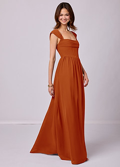 Barbie ♥ Azazie Bridesmaid Dresses Paprika A-Line Corset Chiffon Dress image3