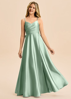 Azazie Rumi Junior Klä av A-Line i Stretch Satin Plisserad image1