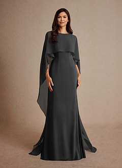 Azazie Milfred Mère de la mariée Robes Robe Fourreau en Satin extensible Col de bateau Noir image5