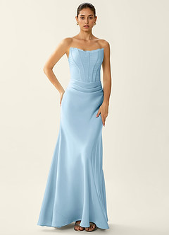 Fiammetta Sky Blue Lace Corset Stretch Satin Mermaid Prom Dress image1