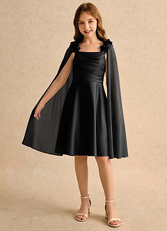 Azazie Resa Girls Formal Final Sale Dusty Sage A-Line Pleated Matte Satin Dress image3