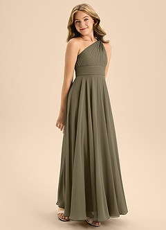Azazie Charlize Junior Willow Green A-Line Pleated Chiffon Dress image5