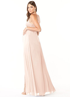 Azazie Annabelle Maternity Bridesmaid Dresses A-Line V-Neck Pleated Mesh Floor-Length Dress image10