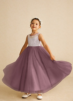 Azazie Tay Flower Girl Dresses Vintage Mauve A-Line Sequins Tulle Dress image6