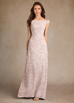 Azazie Moore Mother of the Bride Dresses Blushing Pink A-Line Boatneck Floral Burnout Dress image3