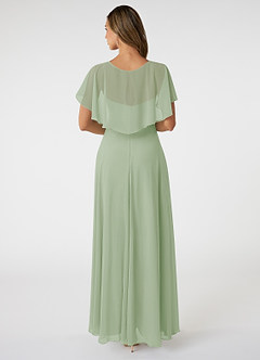Azazie Jamie Brautjungfernkleider A-Linie Chiffon Kleid Staubiger Salbeigrün image2