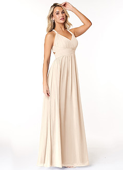 Azazie Ashia Bridesmaid Dresses White Alabaster A-Line Pleated Chiffon Dress image4