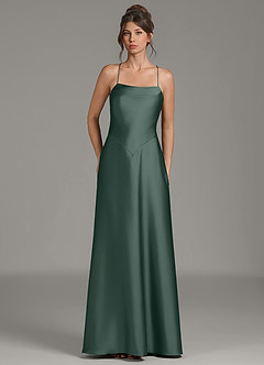 Azazie Eris Bridesmaid Dresses Sea Moss A-Line Pleated Stretch Satin Dress image1