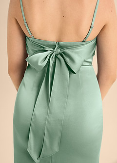 Azazie Mai Junior Agave A-Line Sweetheart Neckline Stretch Satin Dress image6