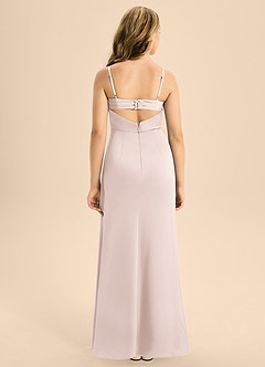 Azazie Renna Junior Blushing Pink A-Line Pleated Stretch Satin Dress image2