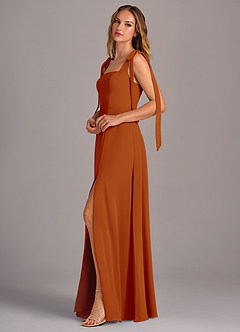 Azazie Debra Bridesmaid Dresses Paprika A-Line with Pockets Chiffon Convertible Dress image4