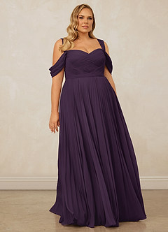 Christian Siriano Bridal for Azazie 1013 Bridesmaid Dresses Plum A-Line Off the Shoulder Chiffon Dress image10