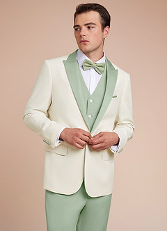 front Adrian Dusty Sage Shawl Lapel Structured Stretch Tuxedo Jacket