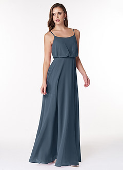 Azazie Lupe Final Sale Neptune A-Line Scoop Blouson Chiffon Dress image4