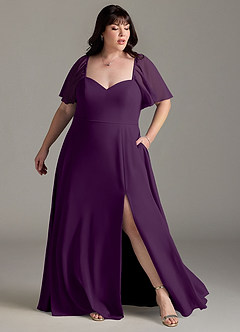 Azazie Chloe Bridesmaid Dresses Grape A-Line Sweetheart Neckline Chiffon Dress image9