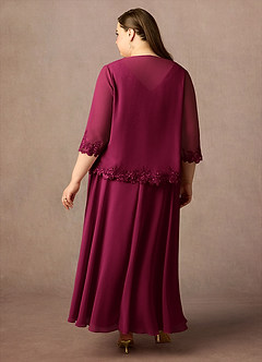 Azazie Devana Mère de la mariée Robes Robe Trapèze en Mousseline de soie Sequins Bourgogne image8