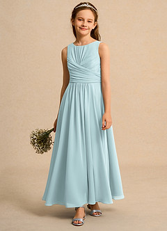 Azazie Ducky Girls Formal Sukienki dla dziewczynek sypiących kwiaty Linia A Pofałdowany Szyfon Długość kostki Sukienka image4