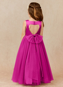 Azazie Muni Flower Girl Dresses Fuchsia A-Line Bow Tulle Dress image1