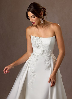 Azazie Sersi Wedding Dresses Diamond White Mermaid Strapless Matte Satin Dress image11