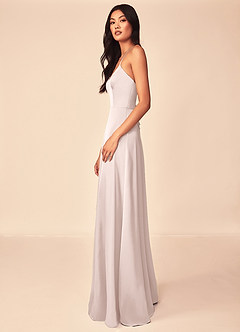Azazie Mei Bridesmaid Dresses Blushing Pink A-Line V-Neck Stretch Satin Dress image4
