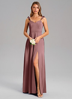 Azazie Everett Bridesmaid Dresses Vintage Mauve A-Line Stretch Satin Dress image5