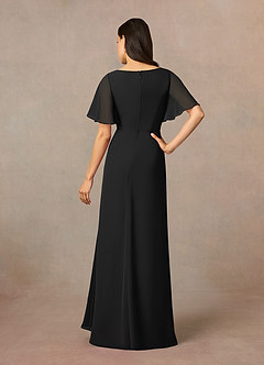 Azazie Rain vestidos de madre de la novia Vestido de Negro de Gasa de Recto con Perla image4