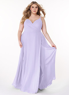 Azazie Lennon Brautjungfernkleider A-Linie Spitze Chiffon Kleid Flieder image7