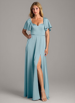 Azazie Chloe Jurken voor bruidsmeisjes Jurk van Stretch Satijn met A-Lijn Sweetheart Halslijn Mystiek Blauw image1