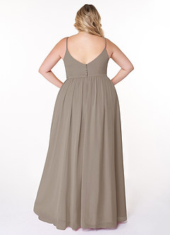 Azazie Rayna Bridesmaid Dresses Taupe A-Line V-Neck Pleated Chiffon Dress image8