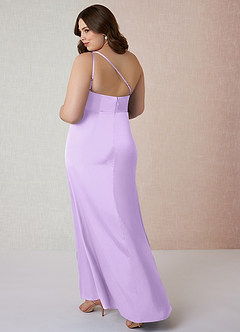 Azazie Mika Bridesmaid Dresses Lilac Sheath One Shoulder Stretch Satin Dress image11
