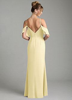 Azazie Alexys Bridesmaid Dresses Lemon Sorbet Sheath Off the Shoulder Chiffon Dress image7