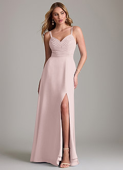 Azazie Terese Bridesmaid Dresses Blushing Pink A-Line Pleated Chiffon Dress image1