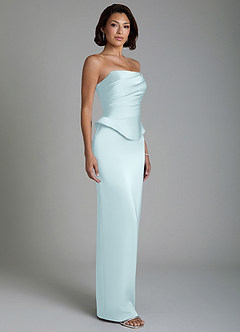 Azazie Harlow Robes de demoiselle d'honneur Robe Fourreau en Satin extensible Corset Bleu Nuage image6