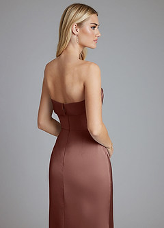 Azazie Aretha Vestidos de damas de honor Vestido de Expresado de Satén Elástico de Corte en A Convertible con Sin tirantes image7