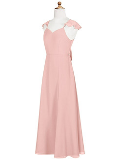 Azazie Everett Junior Robe Trapèze en Mousseline de soie Rose Poudré image11