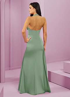 Barbie ♥ Azazie Vestidos de damas de honor Vestido de Matcha de Satén Elástico de Corte Sirena con Plisado image7