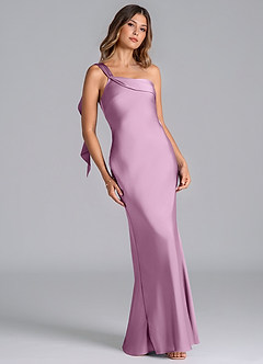 Azazie Driea Brudtärnklänningar Klä av Sjöjungfru i Stretch Satin Ena axeln Blåregn image1